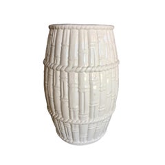 Spanish Porcelain Garden Seat, Bamboo Motif. Marked Made in Spain, circa 1970s