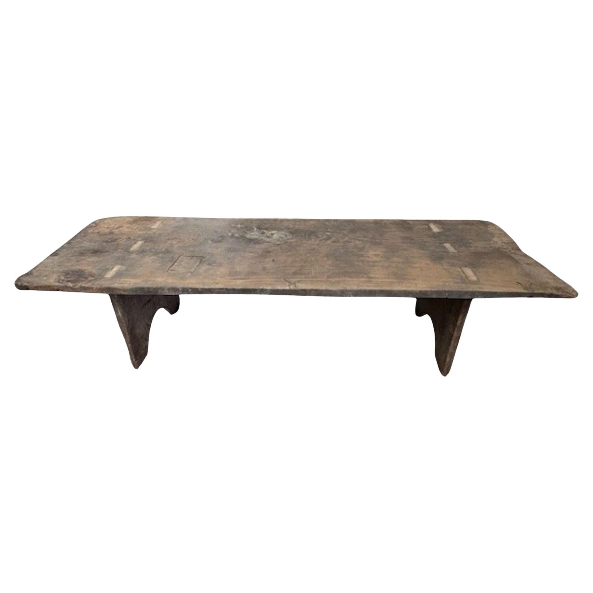 A wonderful primitive Coffee Table - Table Basse from the Catalan region of Spain.  Nicely constructed from 17th century chestnut solid board planks.  Great patina with very minimalist lines. 