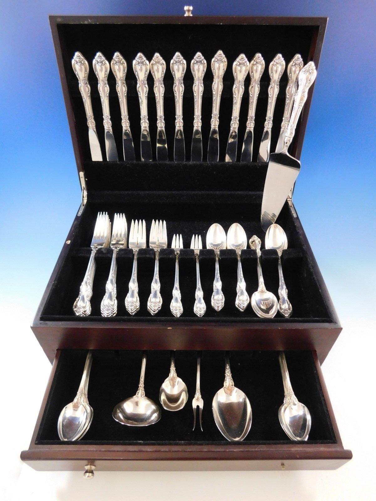 Captivating Spanish Provincial by Towle sterling silver flatware set - 89 pieces. This set includes:

12 knives, 8 3/4