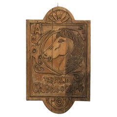 Spanish Provincial Style Carved Horse Head Wall Plaque Sign