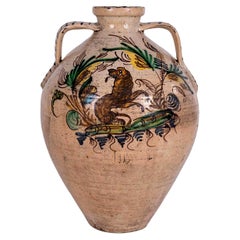 19th Century Spanish Puente del Arzobispo Glazed Ceramic Jar