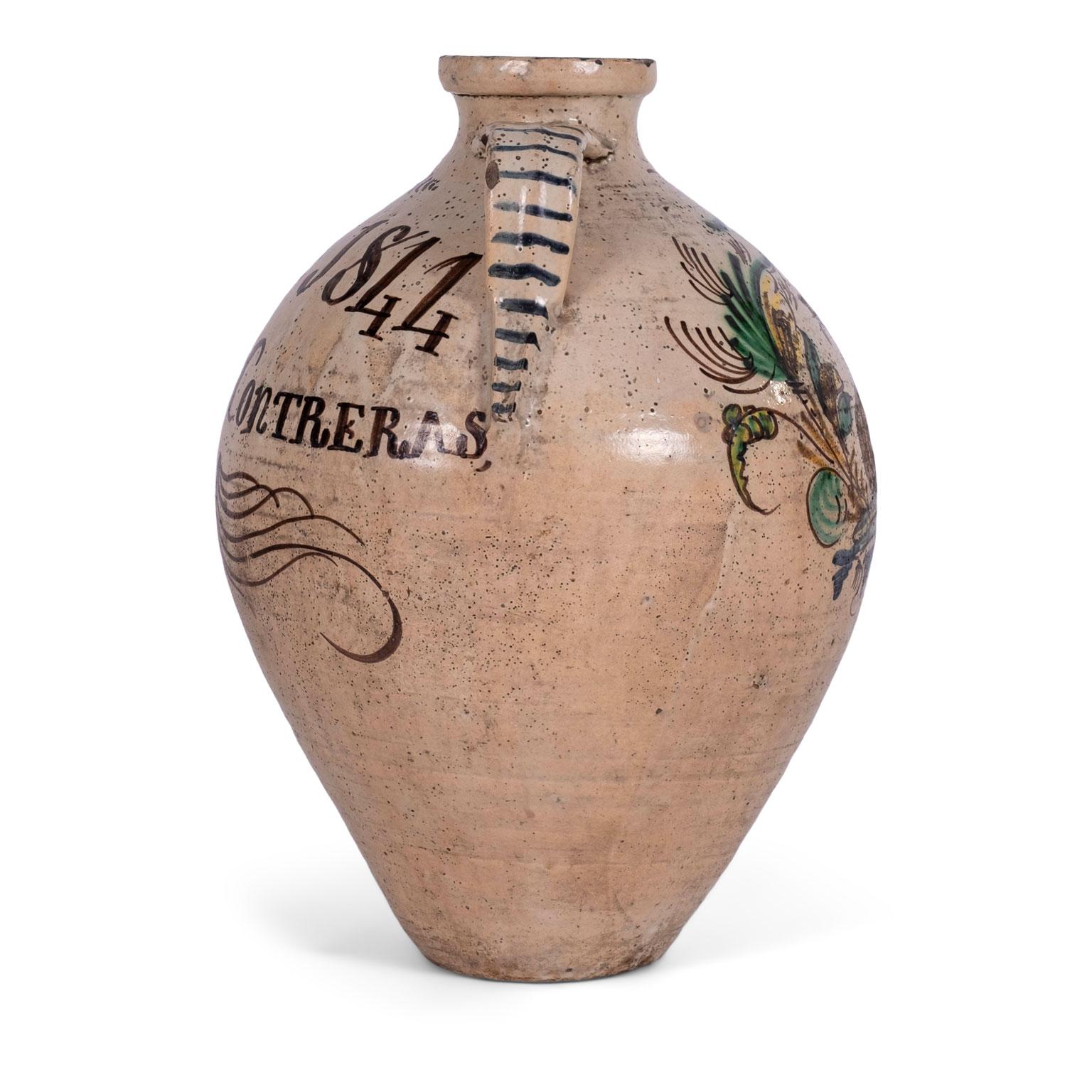 Earthenware 19th Century Spanish Puente del Arzobispo Glazed Ceramic Jar