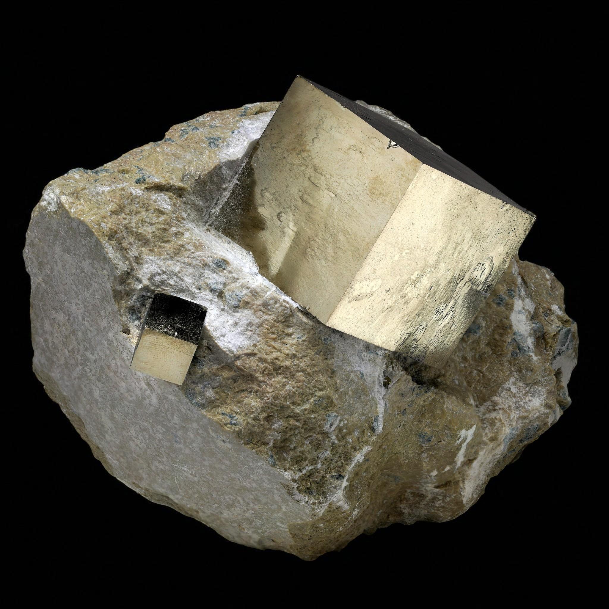 Spanish Pyrite Cubes on Basalt Matrix For Sale 3