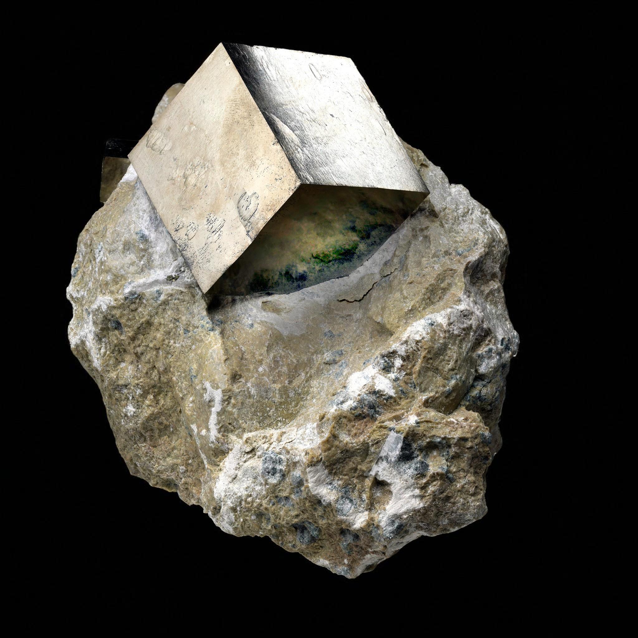 Spanish Pyrite Cubes on Basalt Matrix For Sale 4