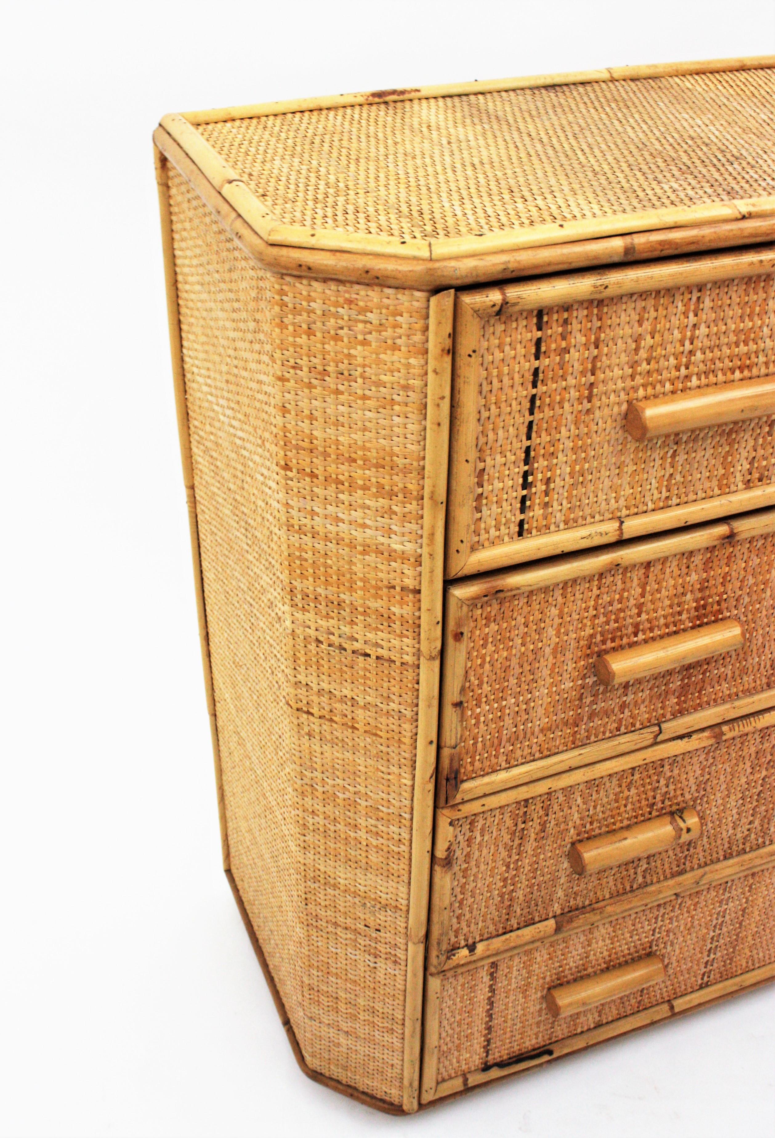 Spanish Rattan Chest of Drawers, 1970s 8