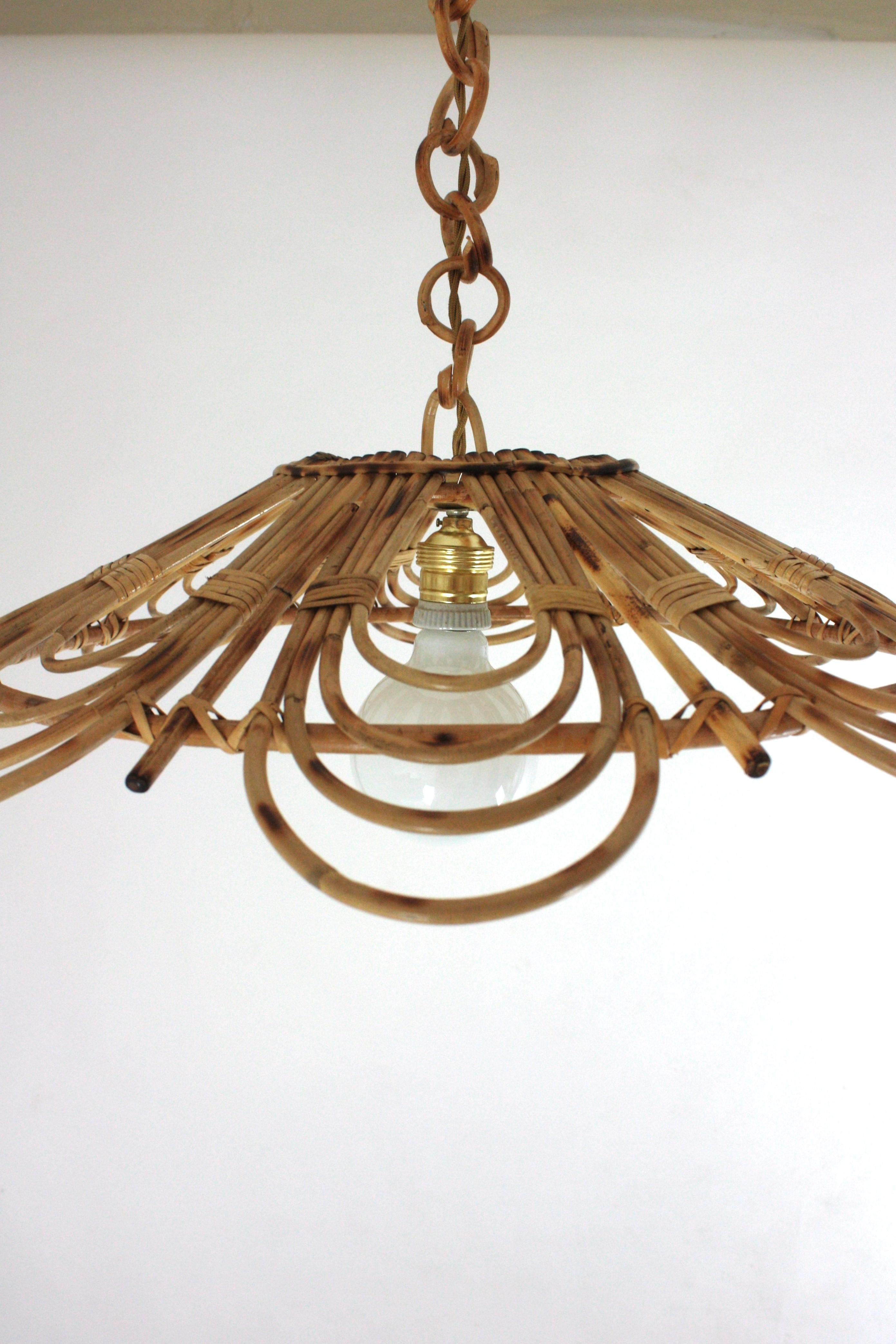 Spanish Rattan Flower Shaped Large Pendant Hanging Light / Lantern 5