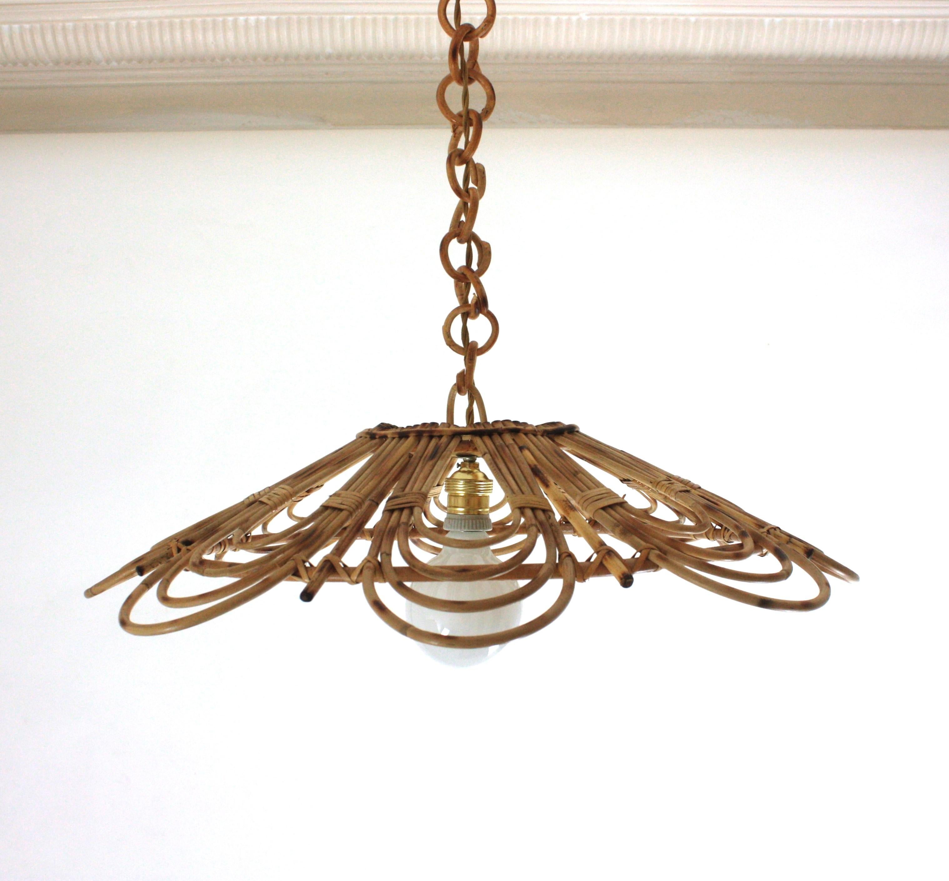 Spanish Rattan Flower Shaped Large Pendant Hanging Light / Lantern 7