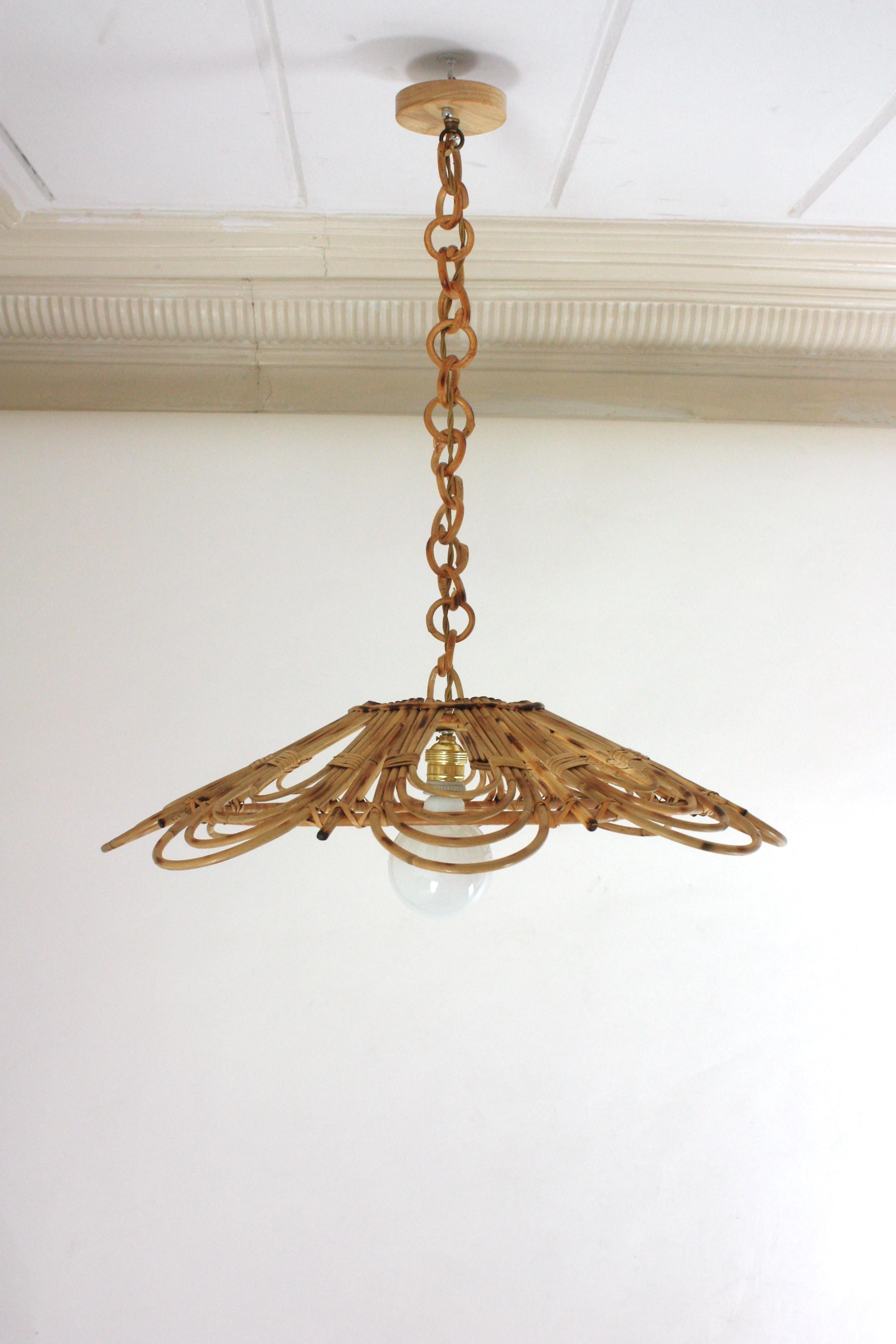 Spanish Rattan Flower Shaped Large Pendant Hanging Light / Lantern 9