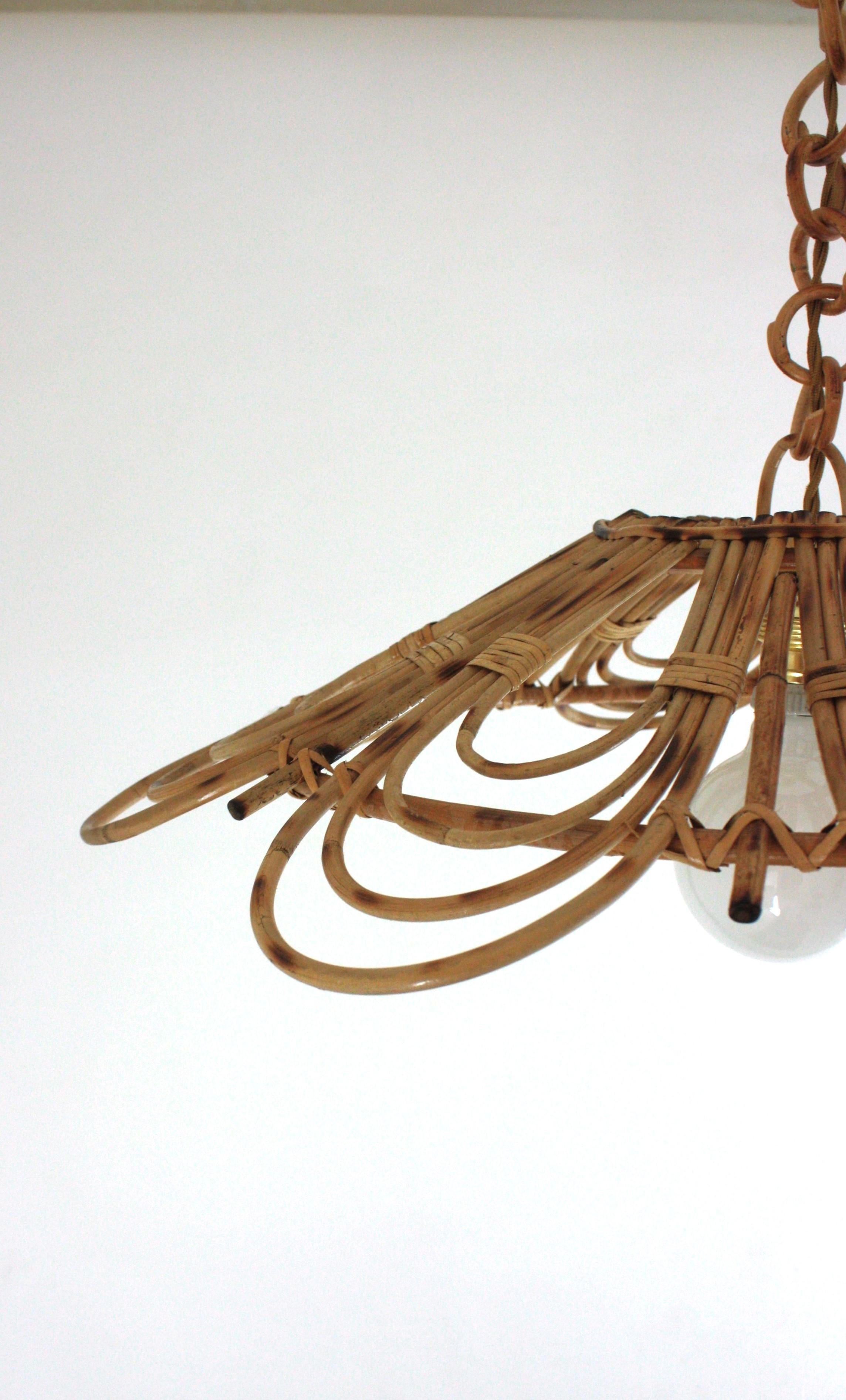 Spanish Rattan Flower Shaped Large Pendant Hanging Light / Lantern 10