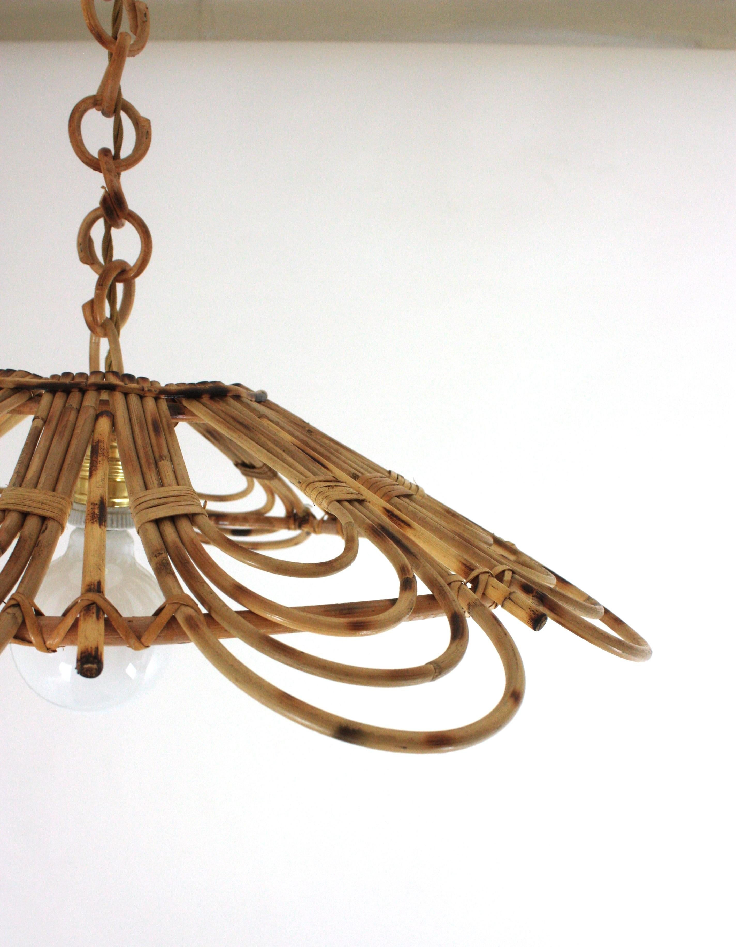 Spanish Rattan Flower Shaped Large Pendant Hanging Light / Lantern 11