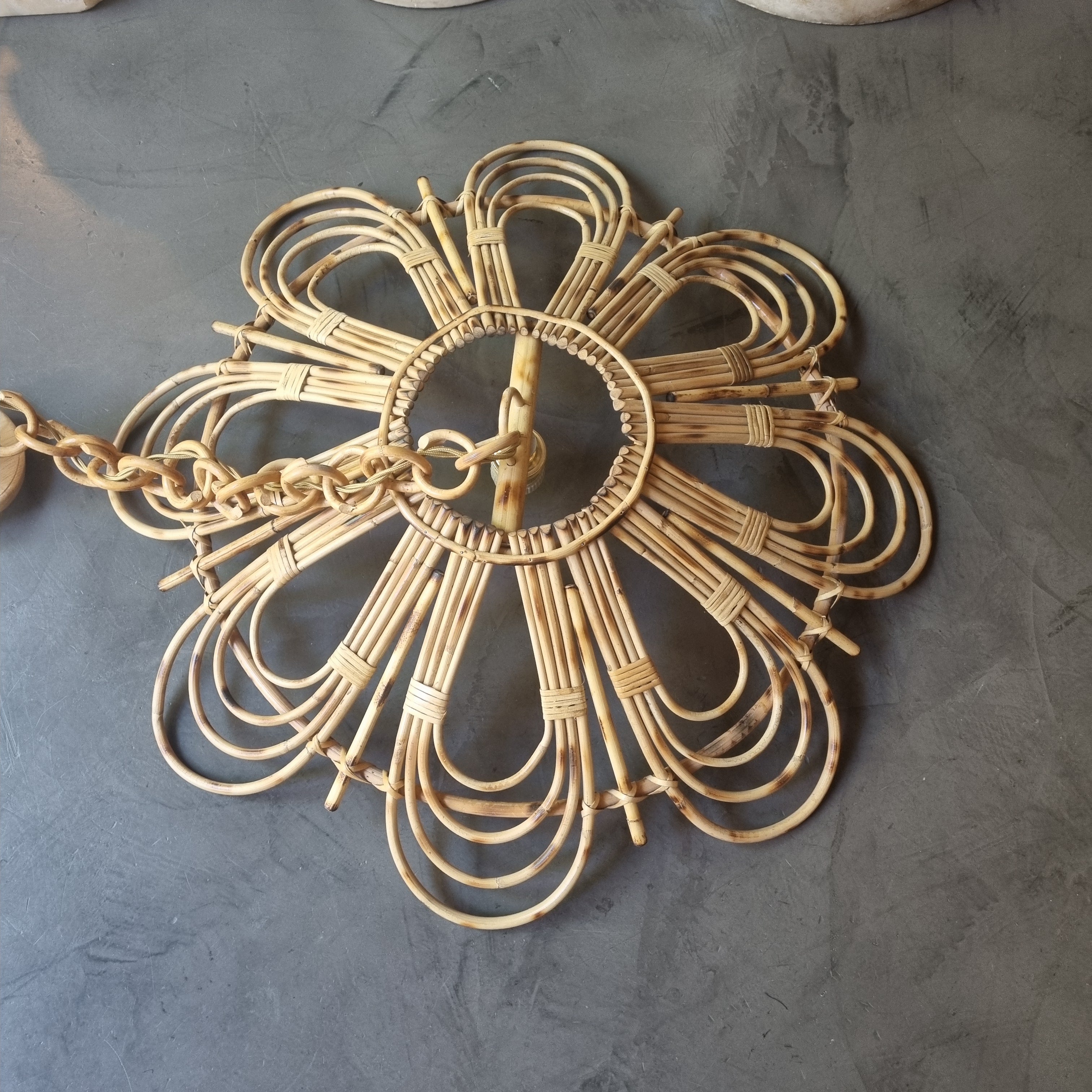 Spanish Rattan Flower Shaped Large Pendant Hanging Light / Lantern 13