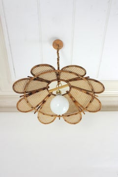 Spanish Rattan Flower Shaped Large Pendant Hanging Light / Lantern