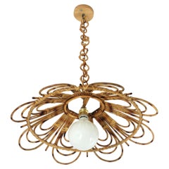 Spanish Rattan Flower Shaped Large Pendant Hanging Light / Lantern
