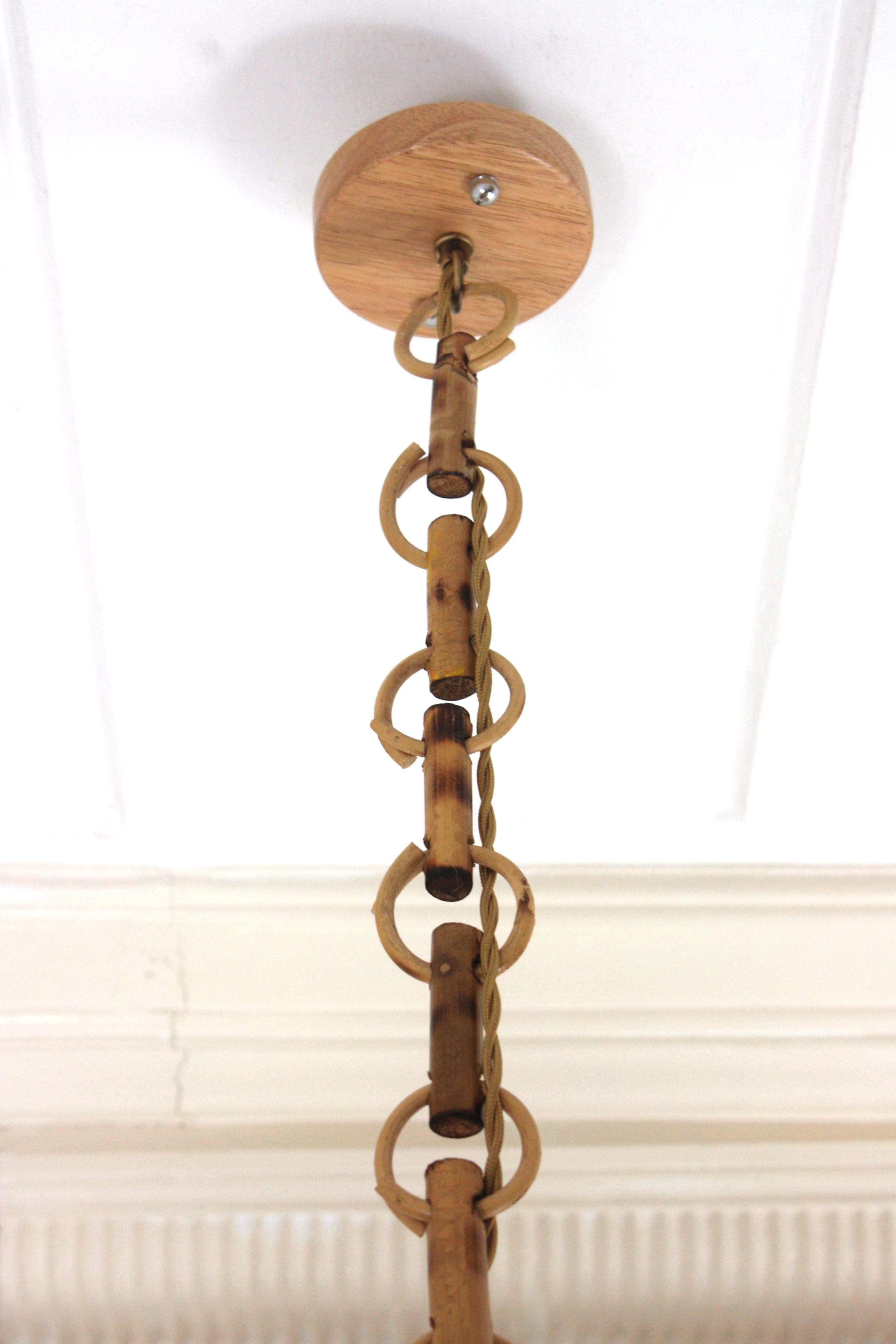 Spanish Rattan Flower Shaped Large Pendant Hanging Light / Lantern For Sale 13