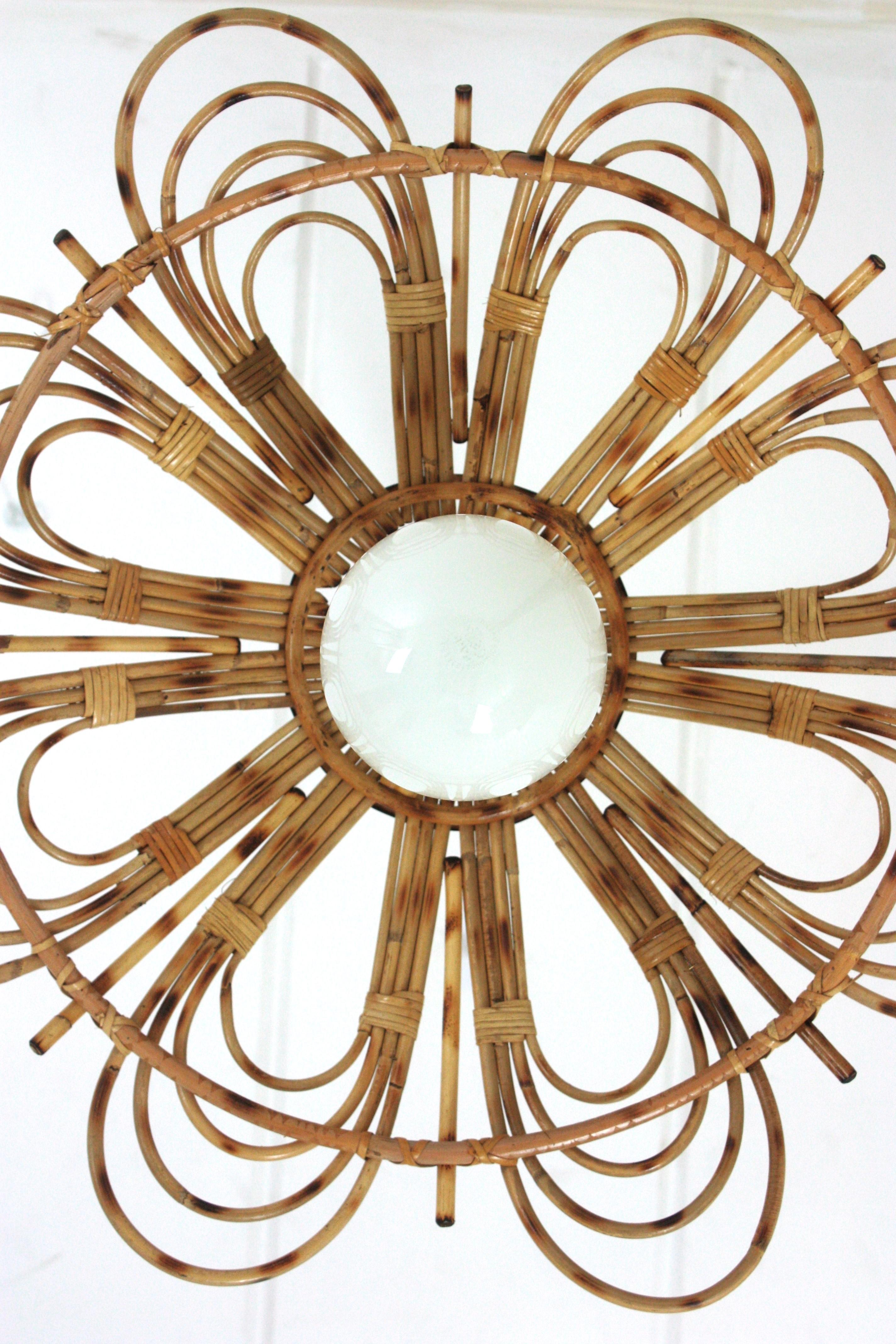 Spanish Rattan Flower Shaped Large Pendant Hanging Light / Lantern 1