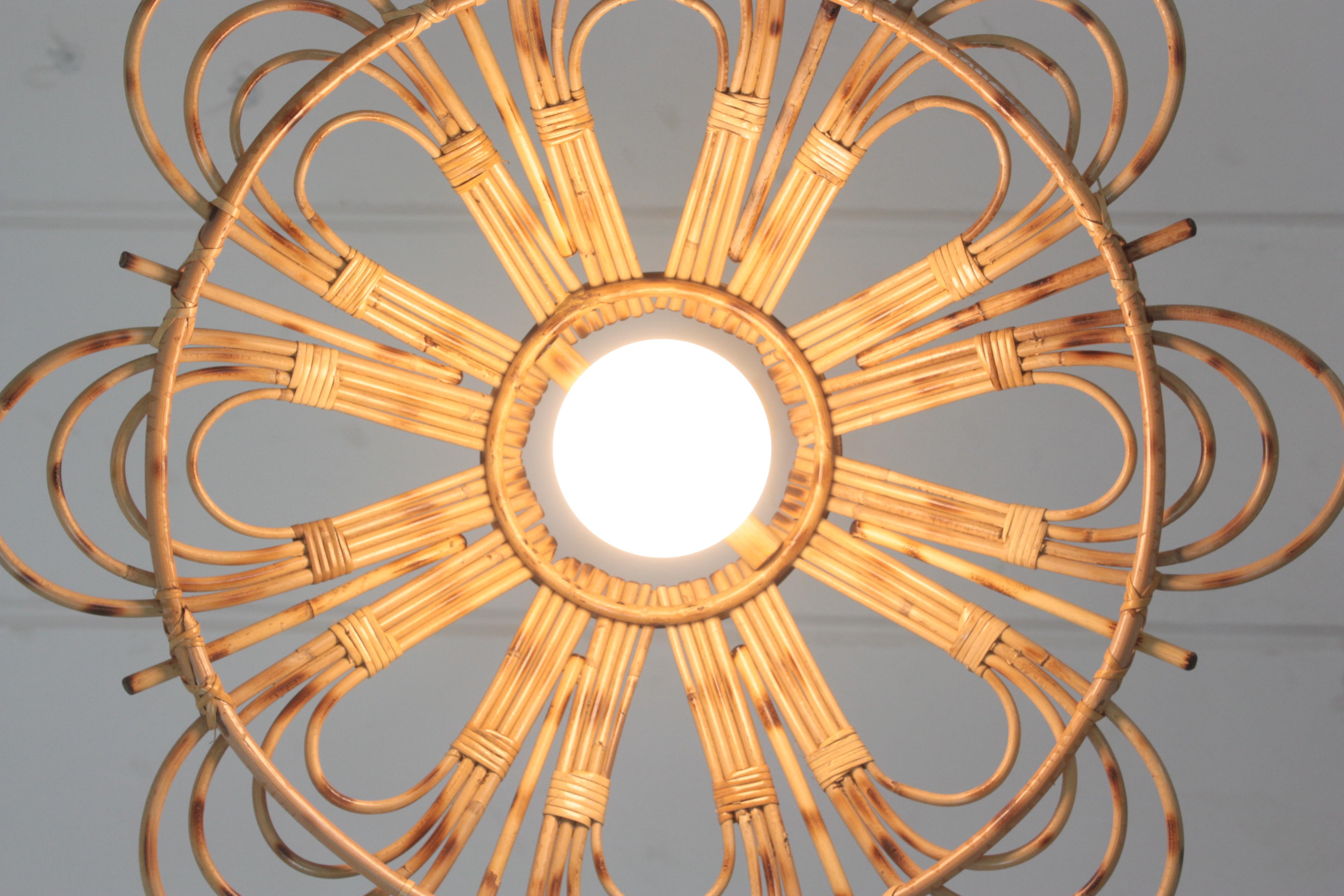 Spanish Rattan Flower Shaped Large Pendant Hanging Light / Lantern 2