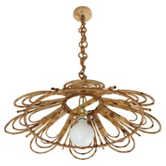 Spanish Rattan Flower Shaped Large Pendant Hanging Light / Lantern