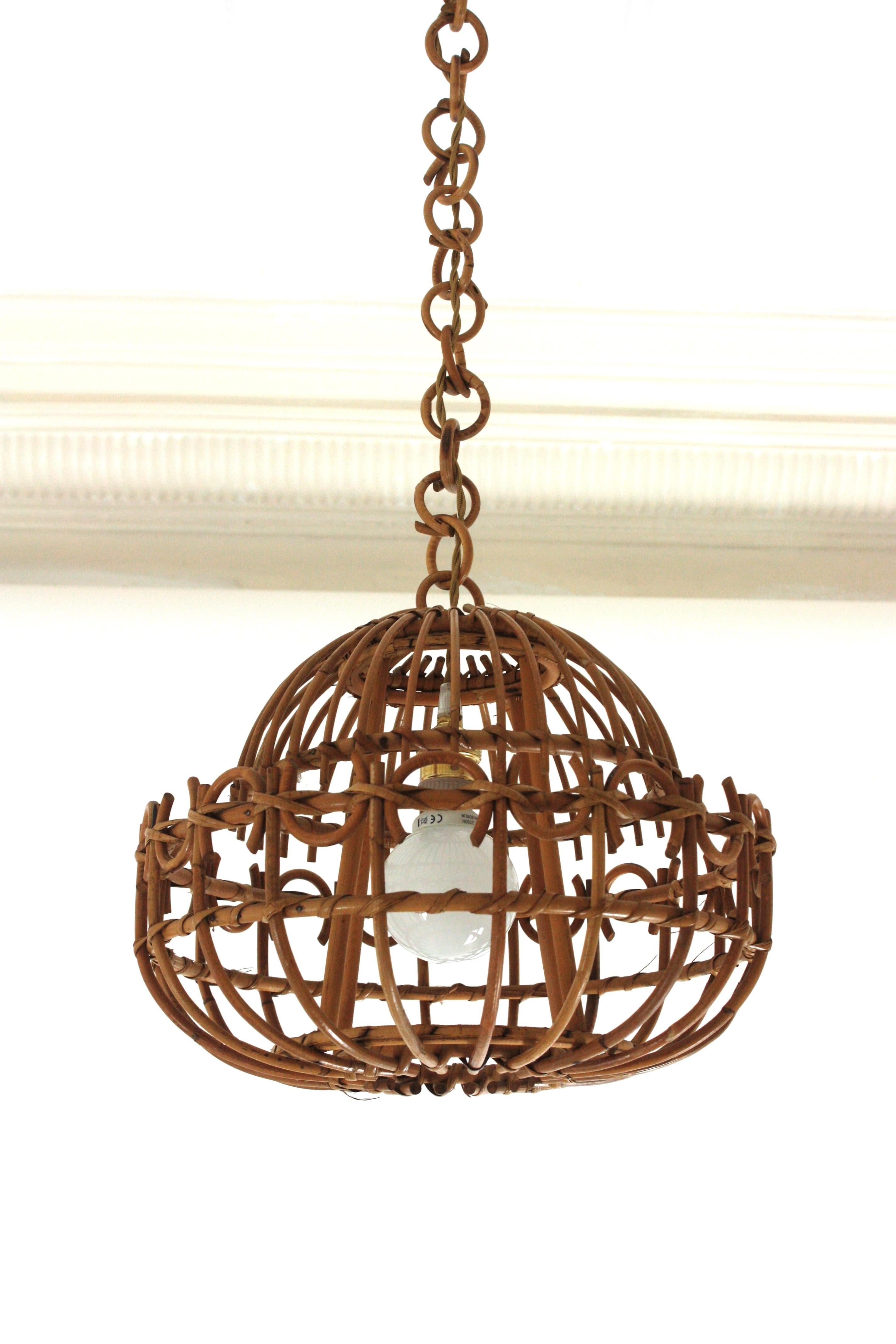 Spanish Rattan Pendant Hanging Light / Lantern For Sale 3