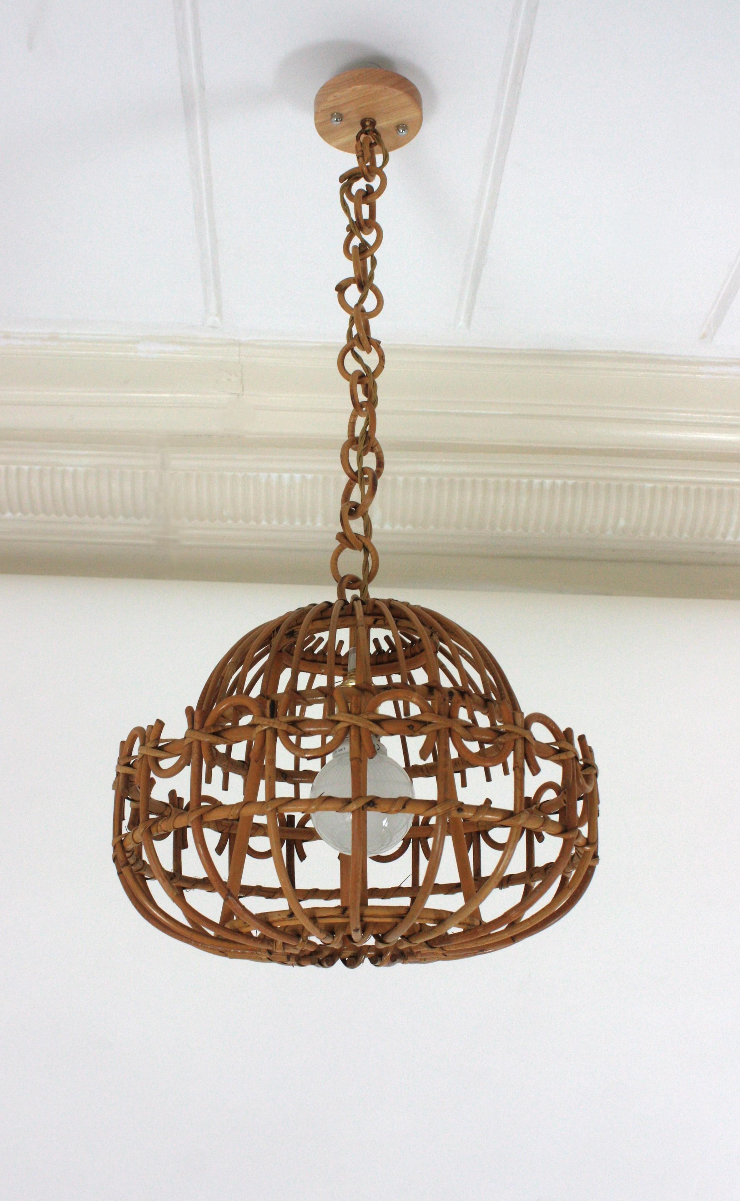 Spanish Rattan Pendant Hanging Light / Lantern For Sale 1