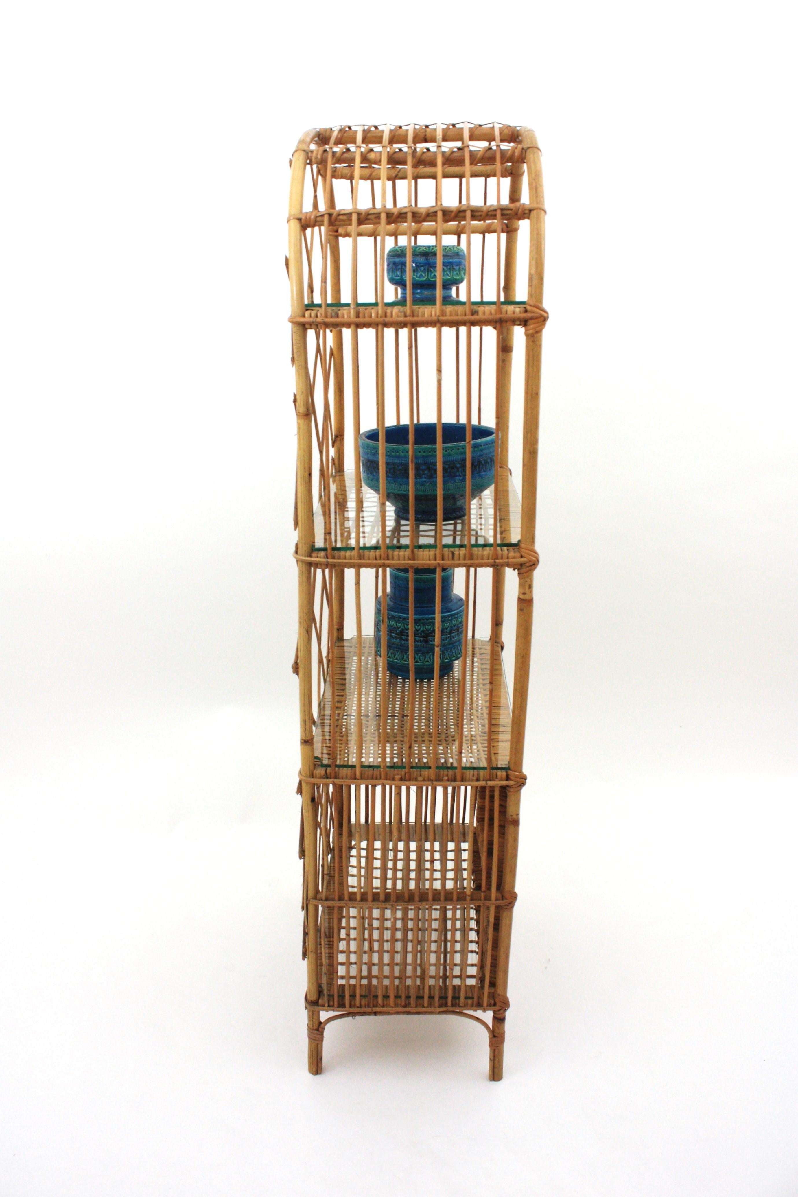 Spanish Rattan Tall Storage Cabinet or Bookcase, 1960s For Sale 8