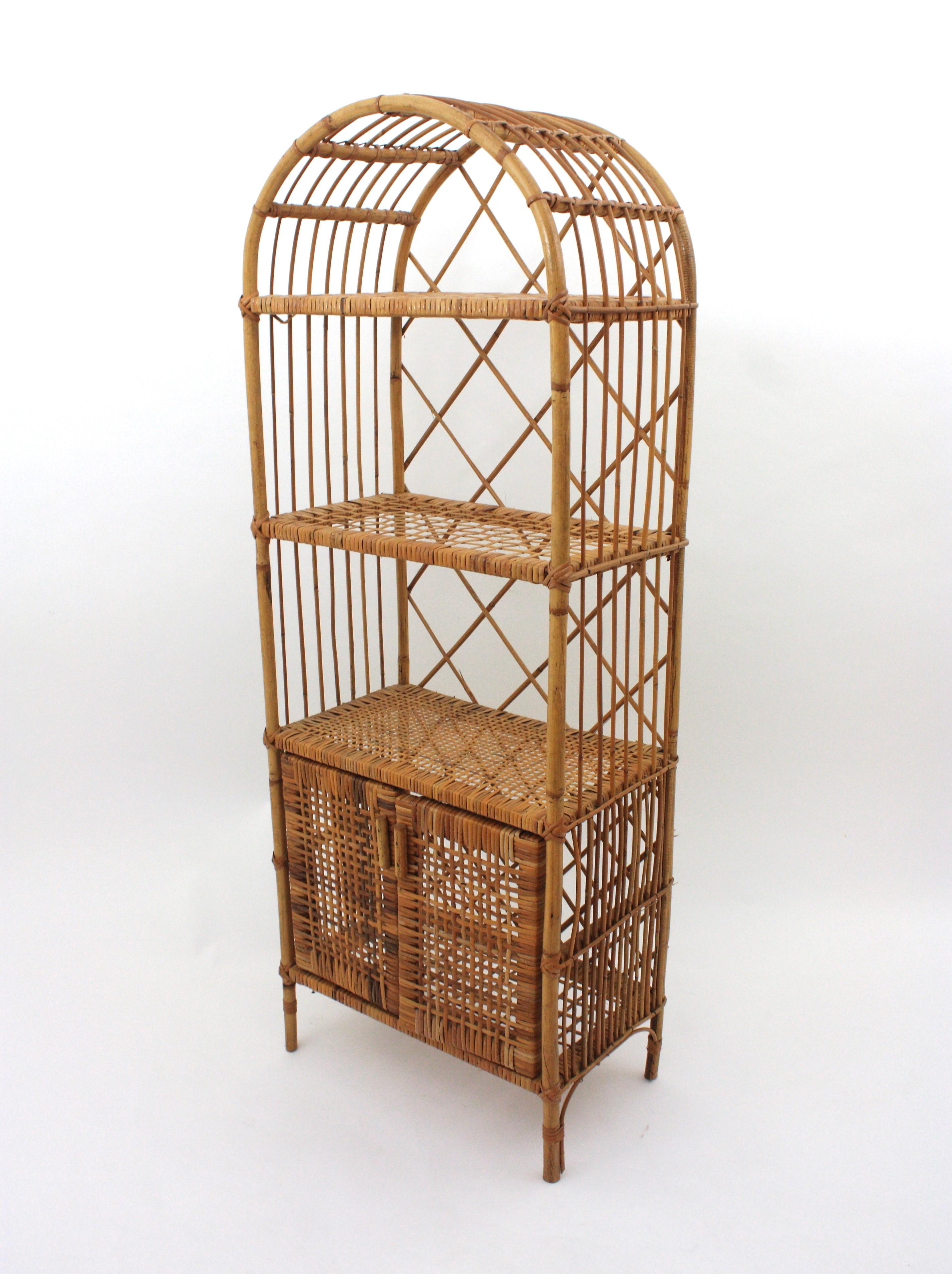Spanish Rattan Tall Storage Cabinet or Bookcase, 1960s For Sale 10