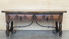 Spanish rectangular coffee table with turned legs and four drawers