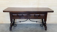 Spanish rectangular coffee table with turned legs and four drawers