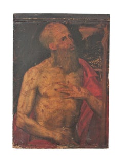 Spanish Religious Oil on Board Painting Portrait, 18th Century