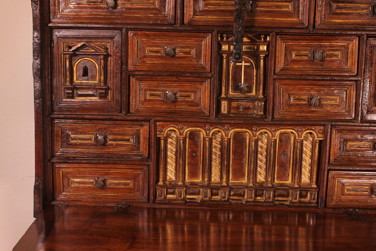 Spanish Renaissance Cabinet Bargueno in Walnut, Early 17th Century 3