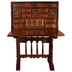 Spanish Renaissance Cabinet Bargueno in Walnut, Early 17th Century