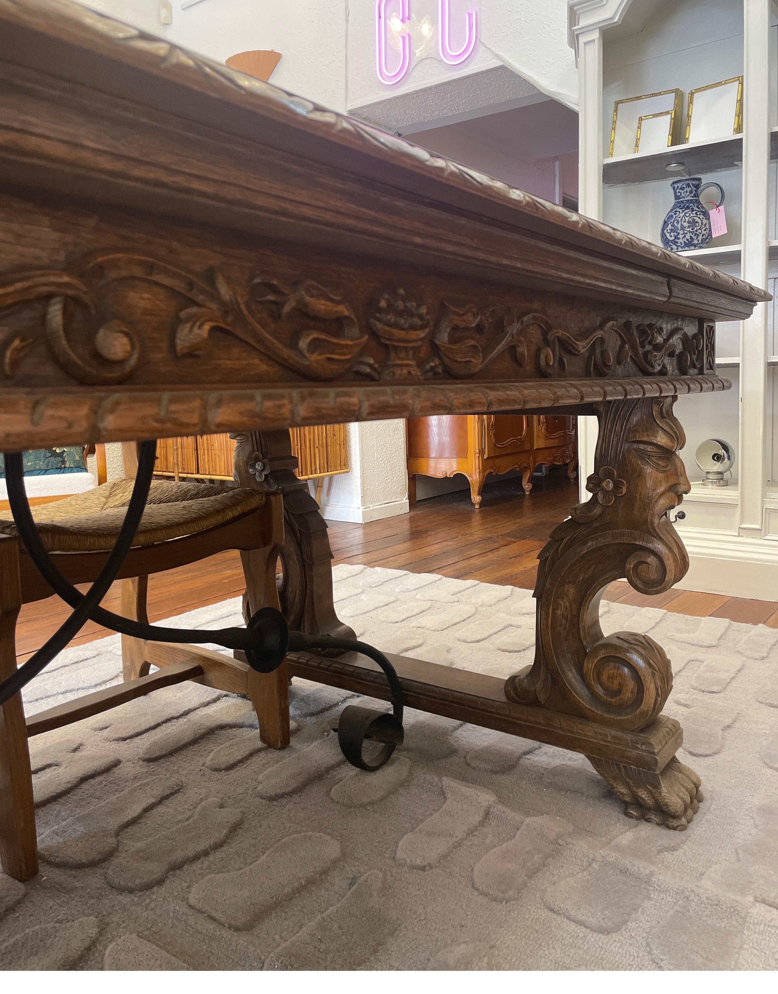 19th Century Spanish Renaissance Carved Timber Table