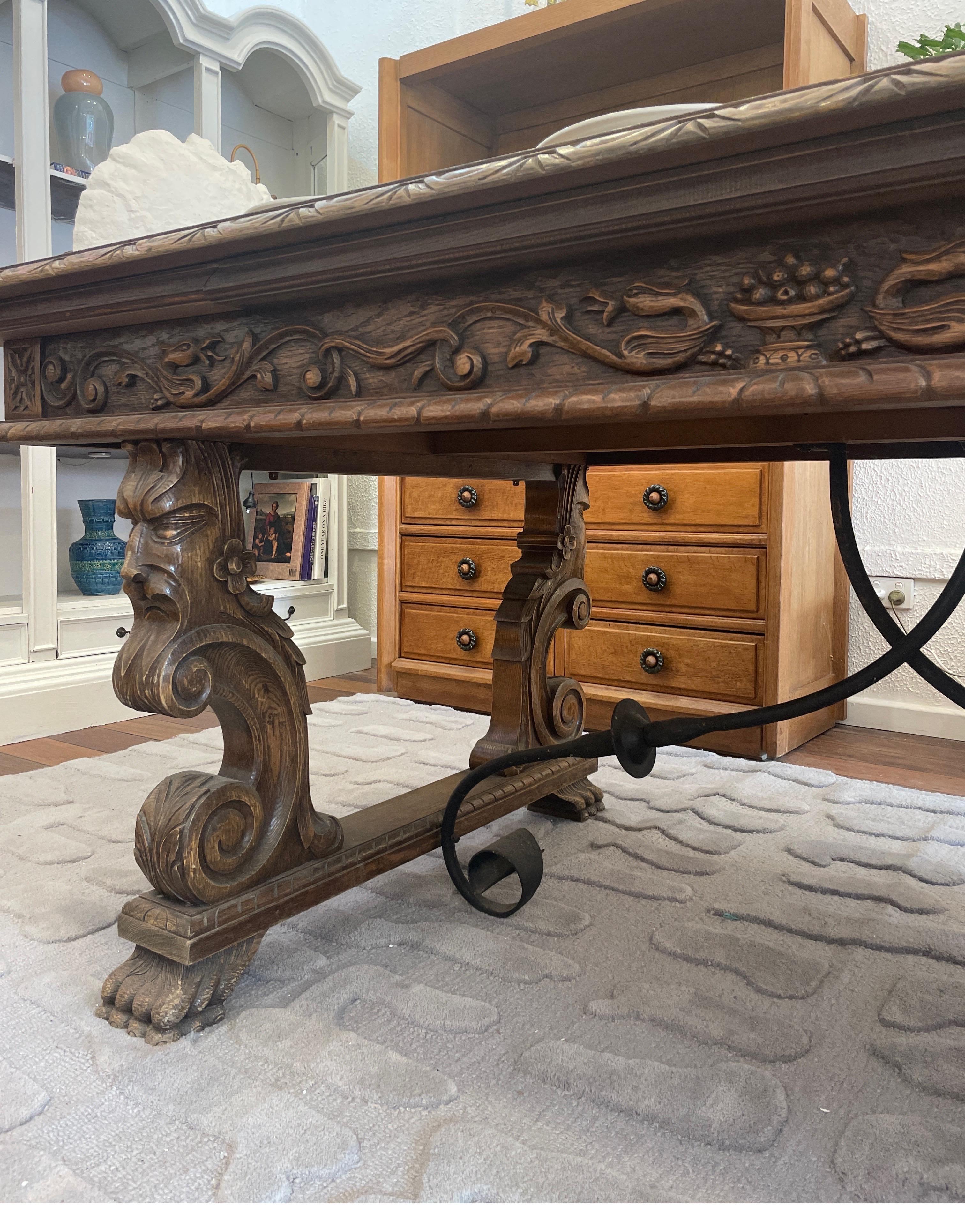 Spanish Renaissance Carved Timber Table 1