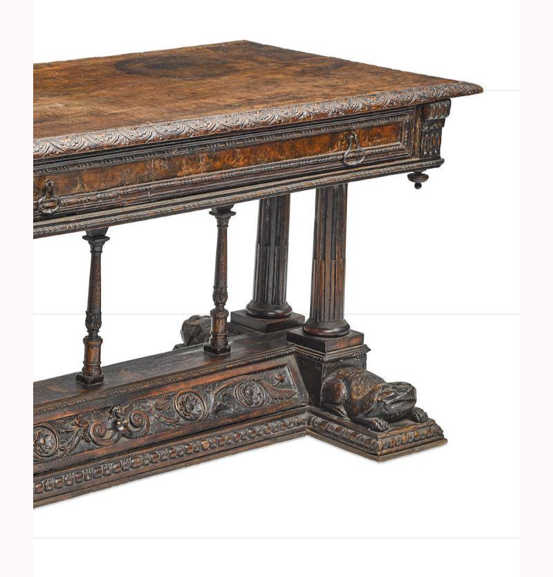 Hand-Carved Spanish Renaissance Carved Walnut Table, 17th Century and Later