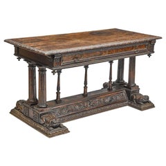 Spanish Renaissance Carved Walnut Table, 17th Century and Later