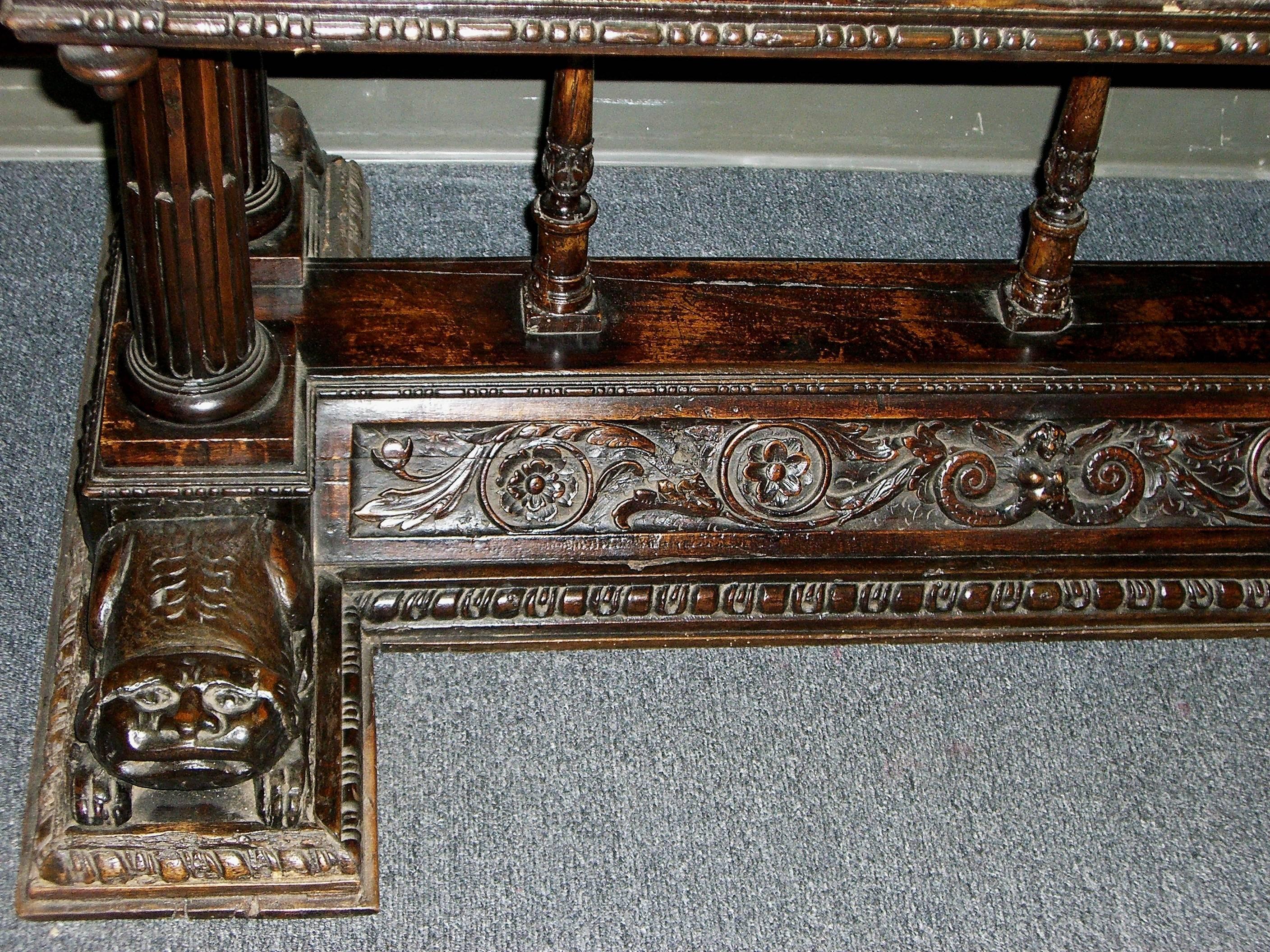 Spanish Renaissance Hand-Carved Walnut Table, 16th Century and Later In Good Condition In Cypress, CA