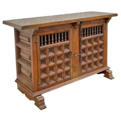 Spanish Renaissance Revival Carved Oak Credenza, 19th–Early 20th Century