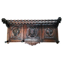 Hat Coat Rack  Spanish Renaissance Revival Carved Chestnut Wood Early 20th C.