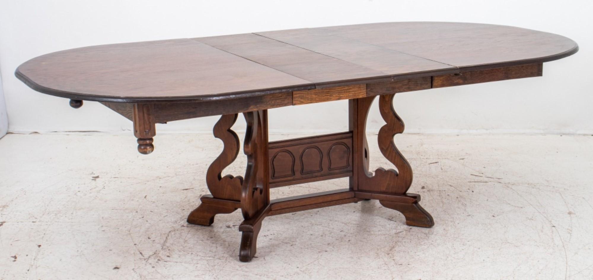 Spanish Renaissance Revival Oak Dining Table For Sale 1