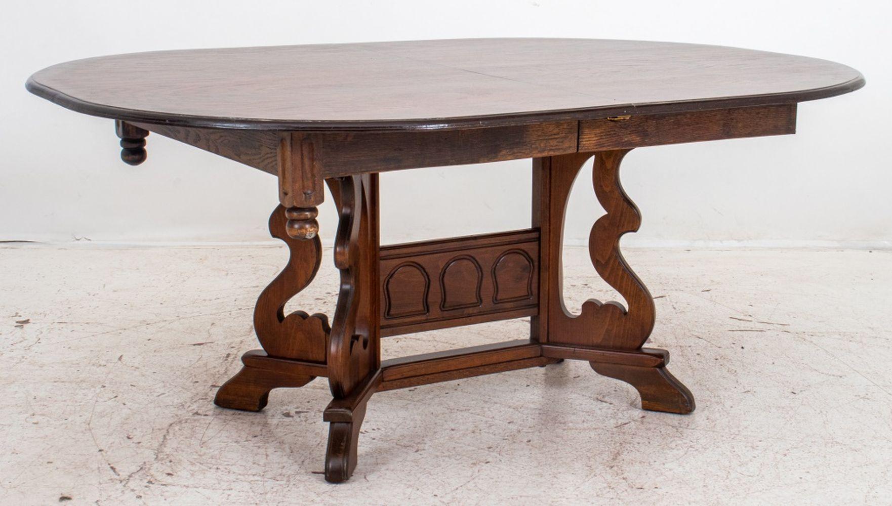 Spanish Renaissance Revival Oak Dining Table For Sale 1