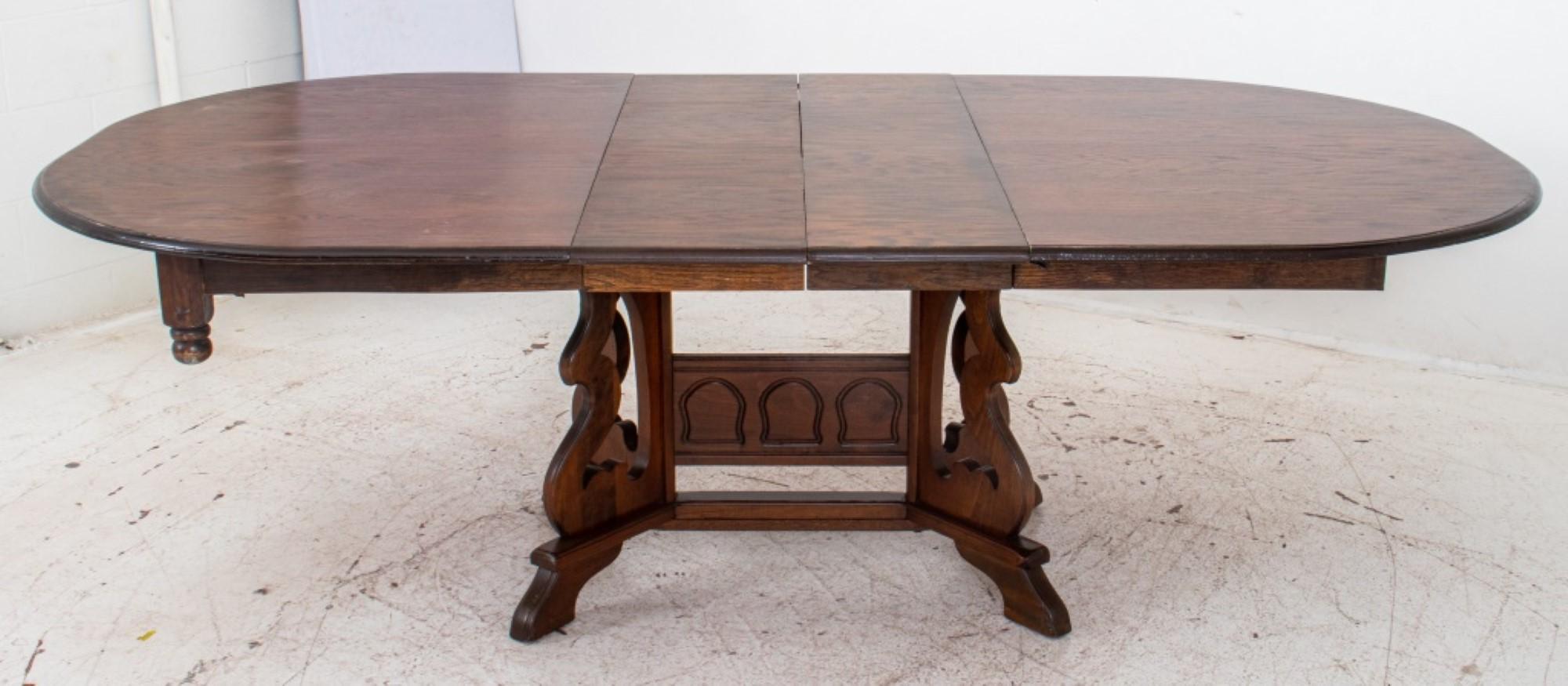 Spanish Renaissance Revival Oak Dining Table For Sale 2