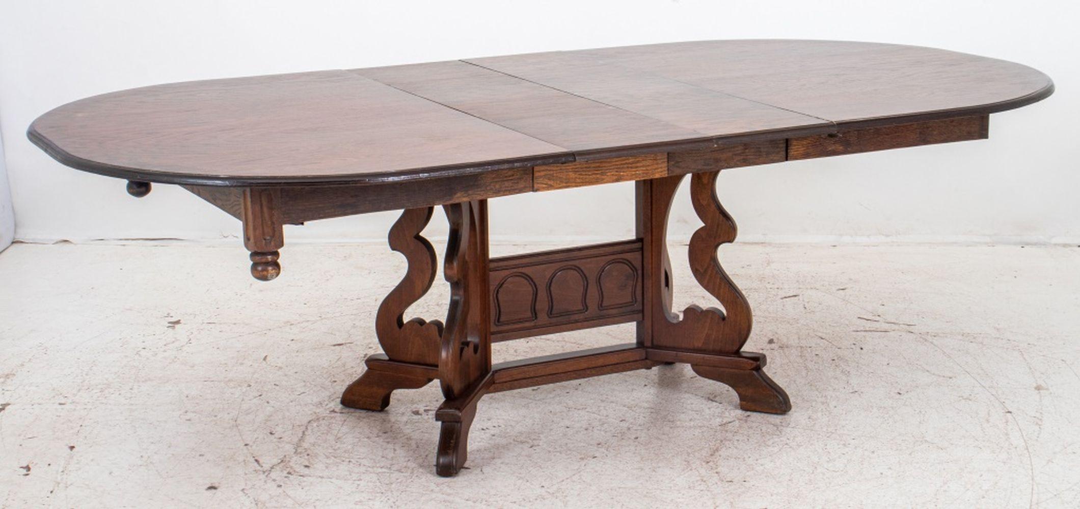 Spanish Renaissance Revival Oak Dining Table For Sale 3