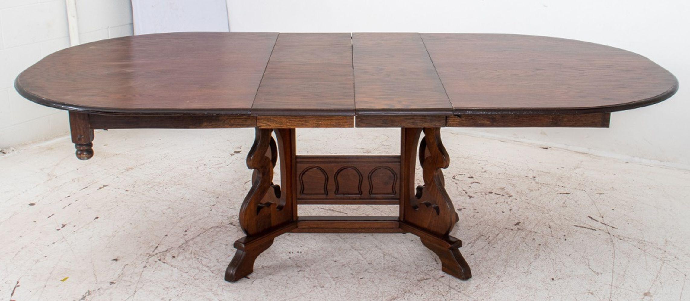 Spanish Renaissance Revival Oak Dining Table For Sale 4