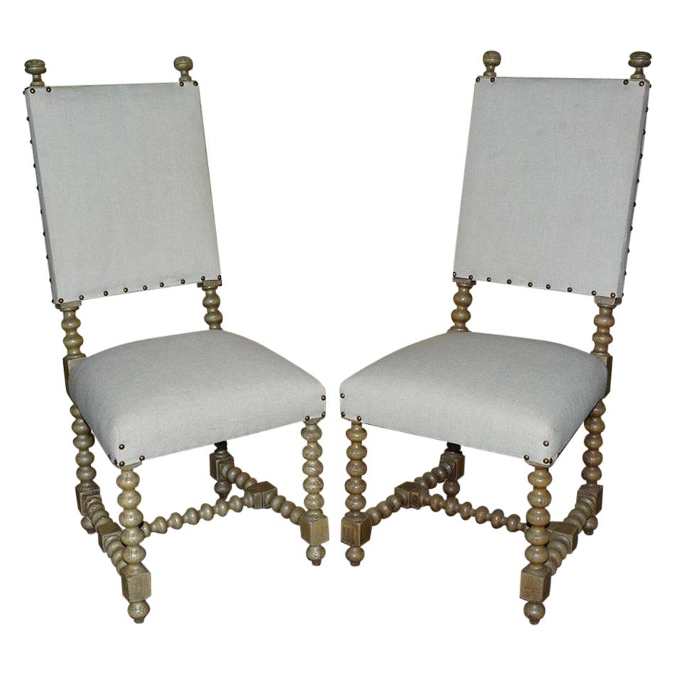 Chaises d'appoint néo-renaissance espagnole