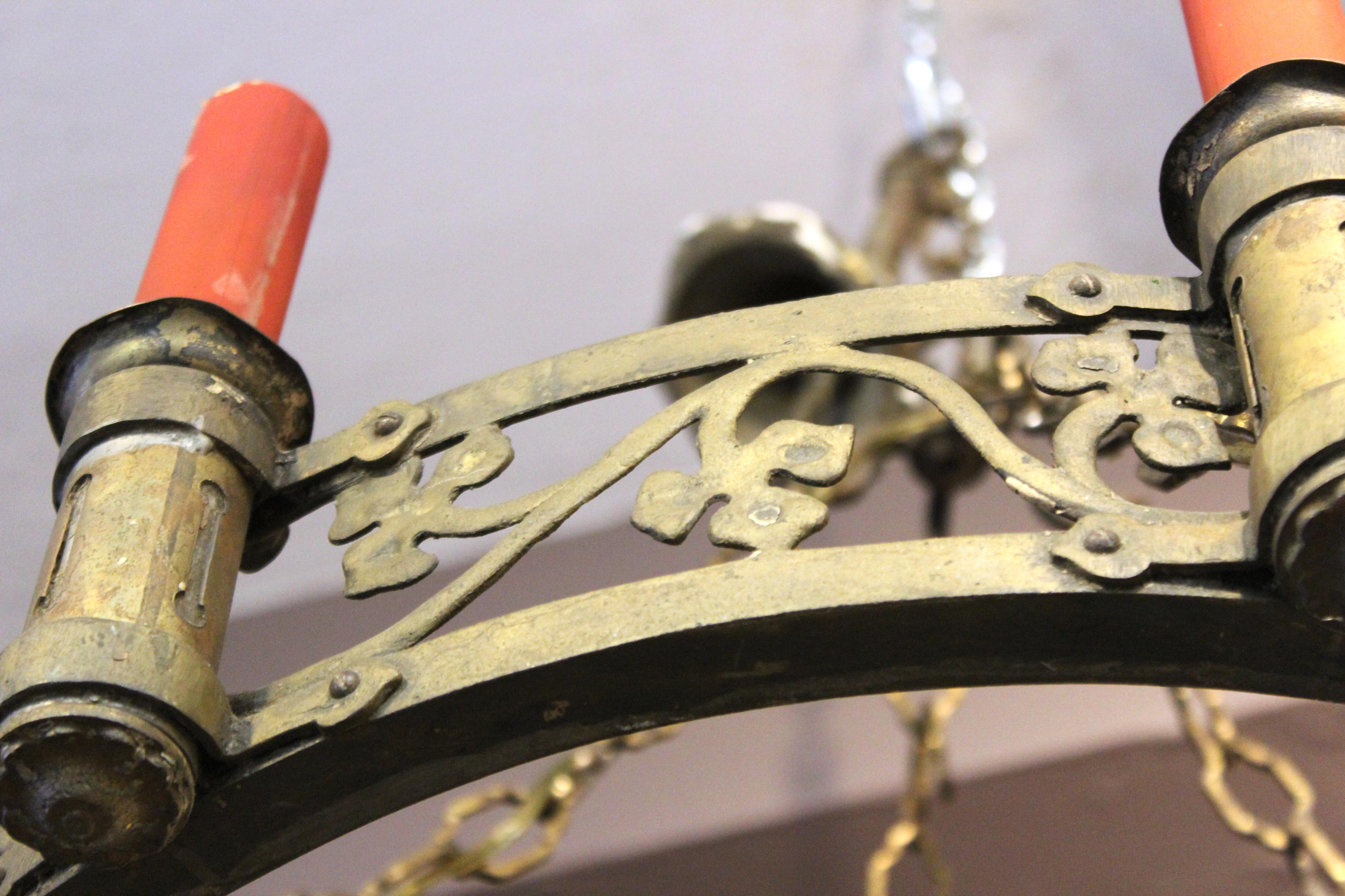 Spanish Renaissance Revival Wrought Gilt Brass Chandeliers 5