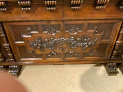 Spanish Renaissance Style Dark Walnut Carved Buffet /Credenza