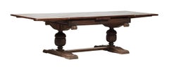 Spanish Renaissance Style Oak Refractory Extending Dining Table, 19th c., H.- 30