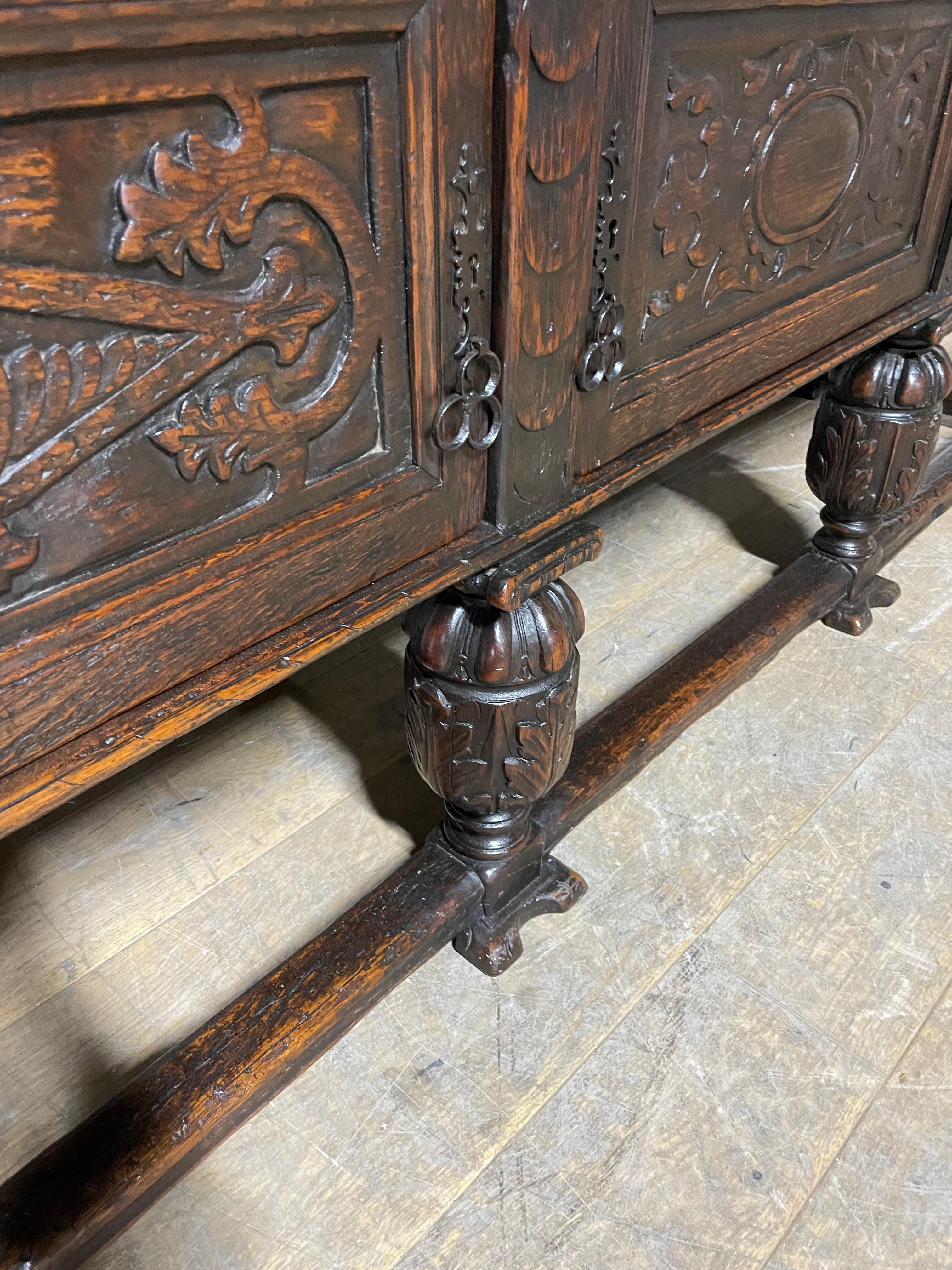 Spanish renaissance style oak sideboard / dresser base / server 5