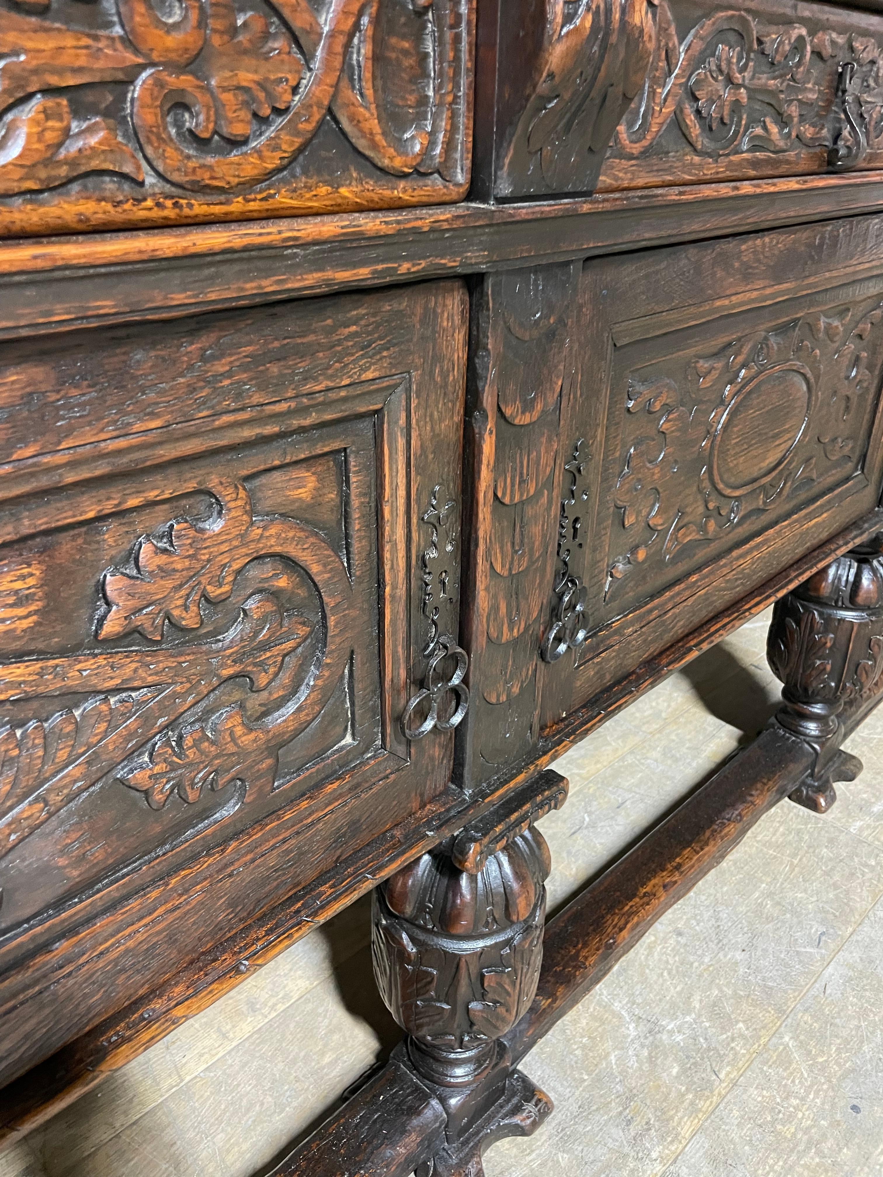 Spanish renaissance style oak sideboard / dresser base / server 6