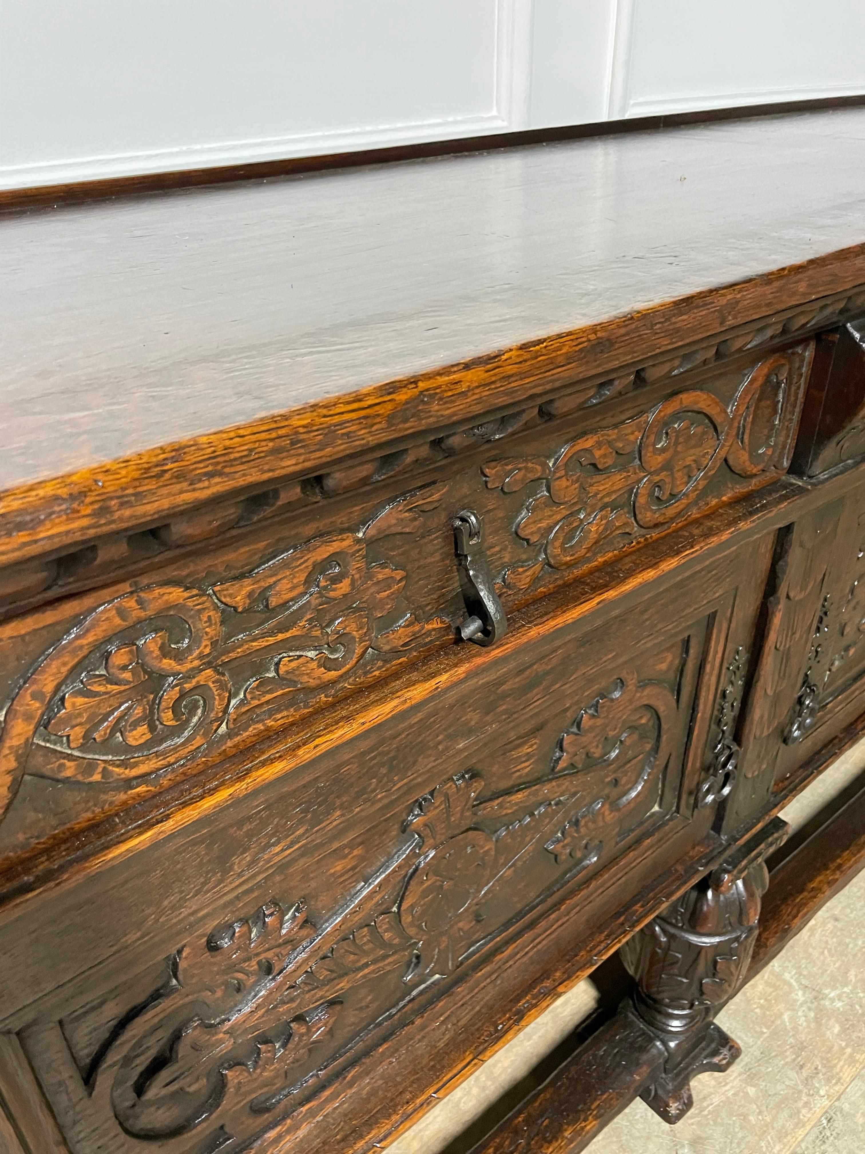 Spanish renaissance style oak sideboard / dresser base / server 7