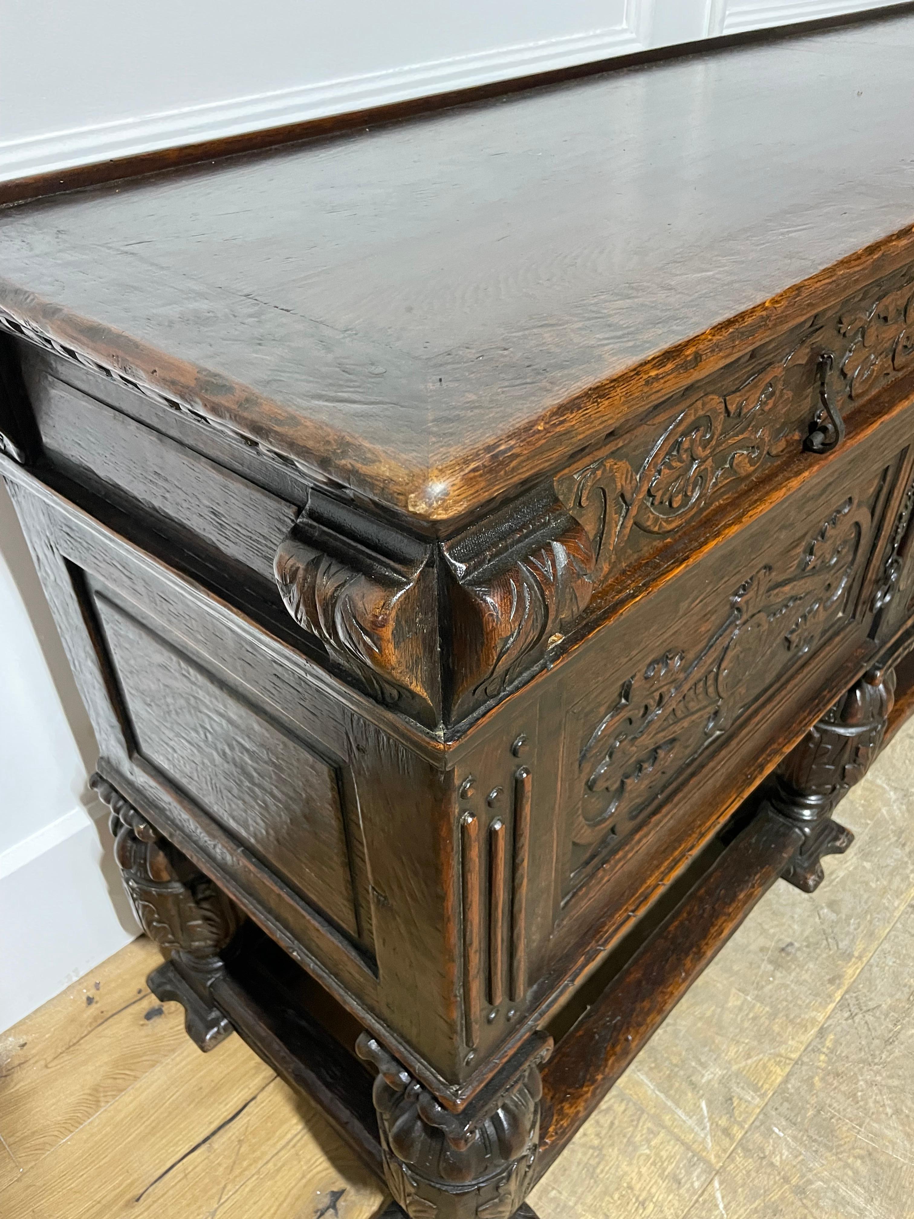 Spanish renaissance style oak sideboard / dresser base / server 8